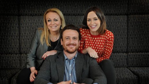 Unhappy families: Jacki Weaver, Jason Segel and Emily Blunt, stars of <i>The Five-Year Engagement</i>, in Melbourne yesterday.