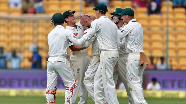 Man of the moment: Nathan Lyon claimed a career-best 8/50 - the best return ever by a foreign bowler on these shores