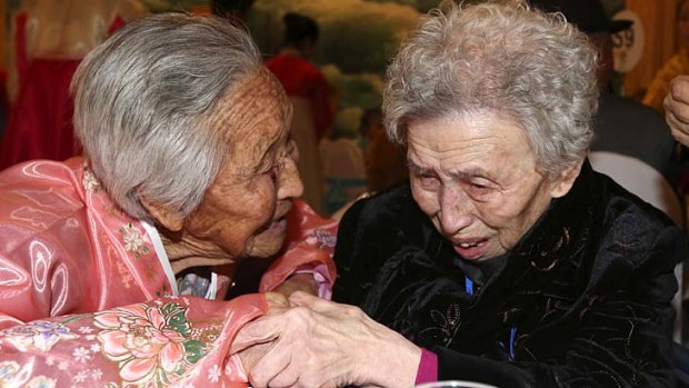 Elderly North and South Koreans separated for six decades are tearfully reuniting with children, brothers, sisters and spouses they had thought they might never see again.
