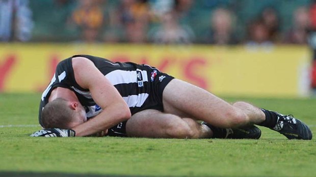 Magpie skipper Nick Maxwell was in a bad way after colliding with Eagle Andrew Embley earlier this month.