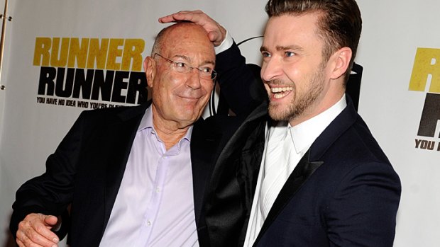 Spying days are over ... Arnon Milchan (left) is responsible for countless big Hollywood movies, including <i>Runner Runner</i> starring Justin Timberlake (right).