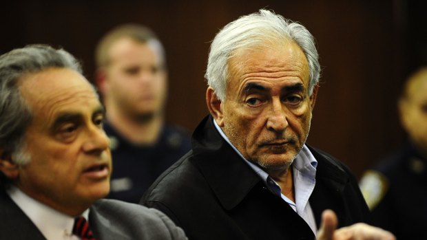 Dominique Strauss-Kahn (right) and his lawyer Benjamin Brafman at Manhattan Criminal Court, in New York in 2011. 
