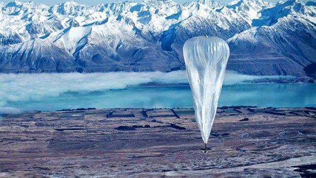 Green innovation: A test balloon flies over Tekapo Airfield in Project Loon.