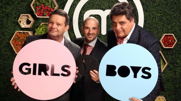 Gary Mehigan volunteered to hold the pink sign with George Calombaris and Matt Preston.