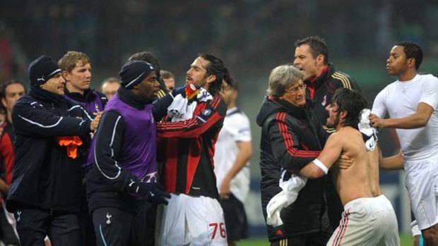 AC Milan and Tottenham players had to be separated following a fiery Champions League encounter.