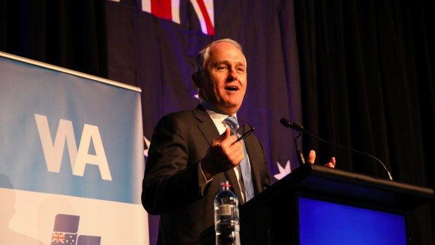Prime Minister Malcolm Turnbull at the WA Liberal State Conference in Perth on Saturday.
