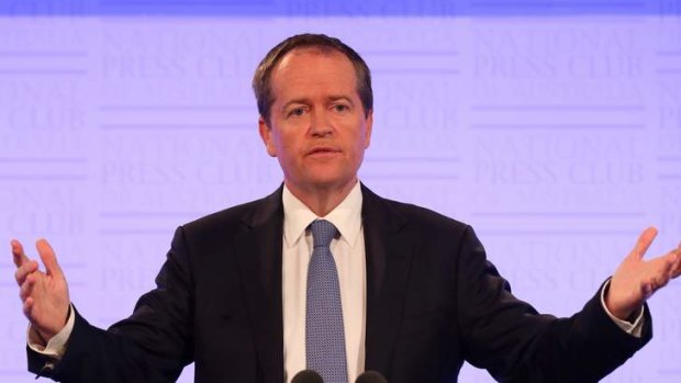 Opposition Leader Bill Shorten at the Press Club. Photo: Andrew Meares