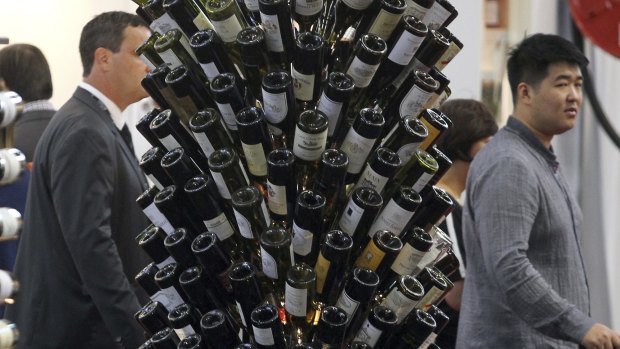 Bottles of wine are displayed at the world's biggest wine fair, Vinexpo, in Bordeaux, south-western France, last week.