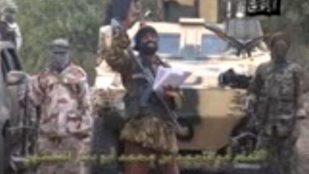 Abubakar Shekau, believed to be the leader of Boko Haram, is seen here in a still from a video the group released earlier this week. 