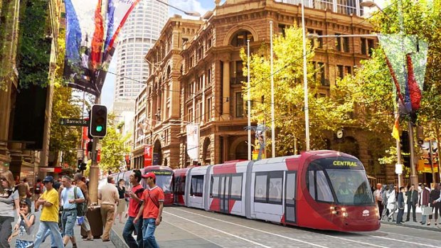 What the light rail will look like near Martin Place.