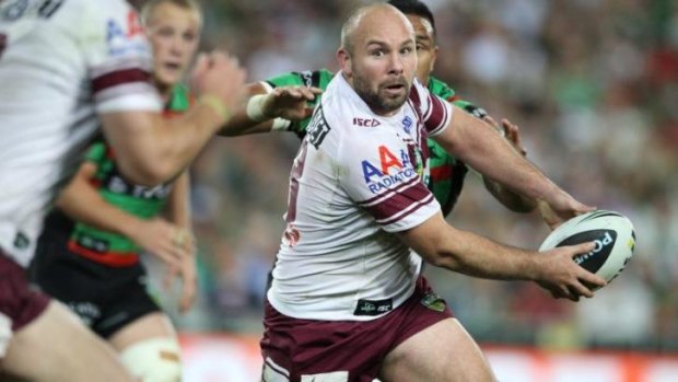 From foe to friend: Glenn Stewart in action for Manly against Souths.