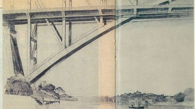 <i>Sydney Bridge</i>. Pencil on paper, 1932.