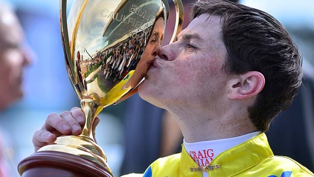 Familiar pose: Craig Williams has won the past two Caulfield Cups.