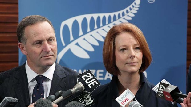 Bus gaffe ... Julia Gillard with New Zealand Prime Minister John Key at the opening of the annual Pacific Islands Forum in Auckland on September 7.