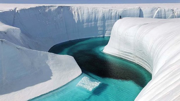 Greenland's Birthday Canyon, carved by meltwater, is 50 metres deep.
