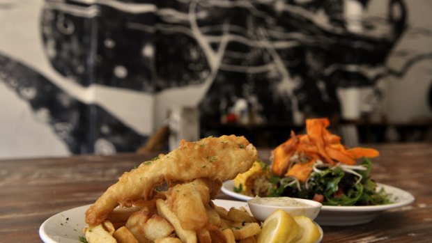 Fish and the famous hand-cut chips at Hooked.