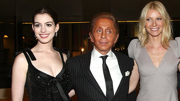 Coming to Brisbane? Valentino Garavani with star clients Anne Hathaway and Gwyneth Paltrow.