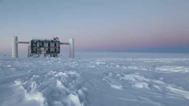 The IceCube observatory, the world's .largest neutrino detector, at the Amundsen-Scott South Pole Station in Antarctica. 