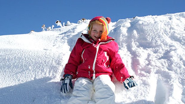Getting the drift of things: Tahlia Rhodes, 6, of Ferntree Gully, enjoys the opening weekend at Mount Hotham.