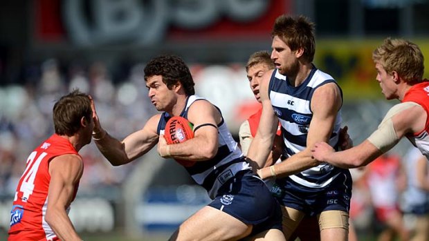 Miserly: Matthew Scarlett was at his ominous best against the Swans last week.