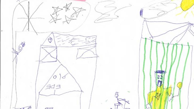 Disturbing: Pictures drawn by children in detention show the deep trauma many of them have suffered.