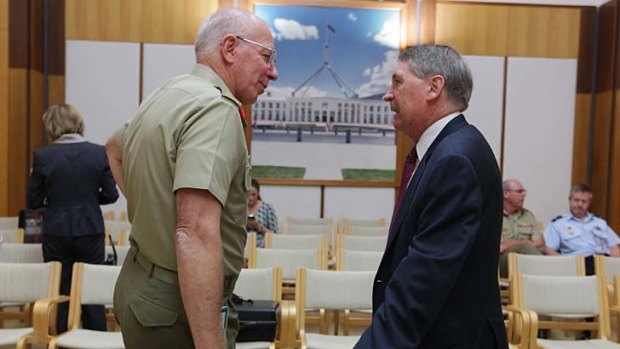 Previous visitors: Chief of the Defence Force David Hurley, left, and Defence Department secretary Dennis Richardson.