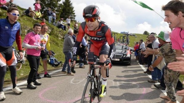Struggled: Cadel Evans lost time in the mountains during the third week of the Giro d'Italia.
