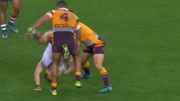 Aidan Guerra will testify in Justin Hodges' defence after he was upended by the retiring Bronco in this tackle.