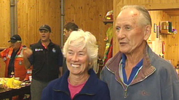 Donnybrook pensioners Verity Campbell and husband John are glad to be found after sparking massive bush hunt in Tasmania.