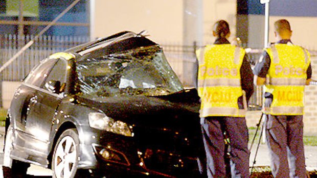 The dead man's car at the scene of the crash that stunned hardened emergency workers.