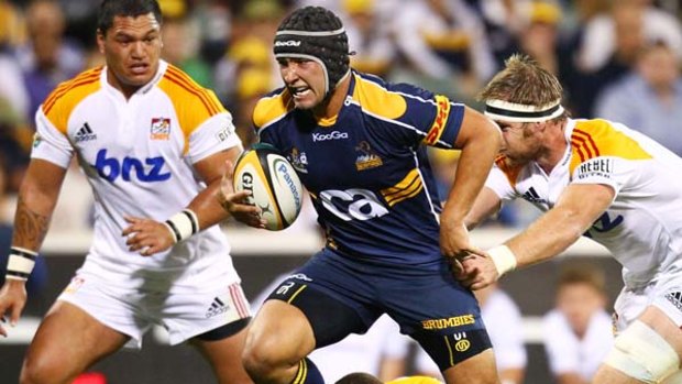 Colby Faingaa of the Brumbies will play against his brothers Saia and Anthony on Saturday.