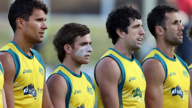 Joel Carroll, Jacob Whetton, Russell Ford and Mark Knowles (left to right) of the Kookaburras.