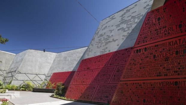 Living record: Inside Melbourne's Shrine of Remembrance redevelopment, by ARM Architecture, red steel panels list the names of every Victorian town from which young men and women enlisted.
