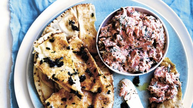 Smoked ocean trout dip with lemon thyme toast.