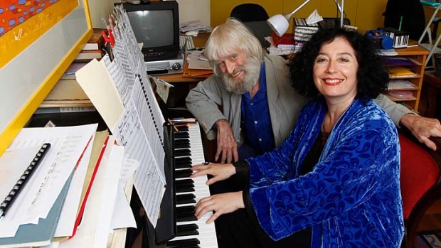 "The box that holds the music" ... friends Martin Sharp and Elena Kats-Chernin. Sharp's name is used as a springboard for a new piece.