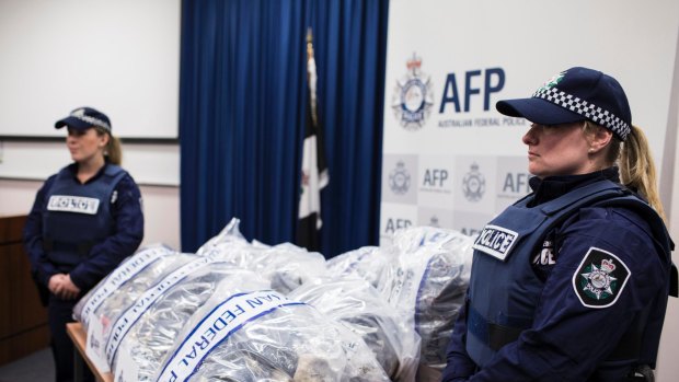 A portion of the MDMA seized by police displayed at a media event on Saturday.