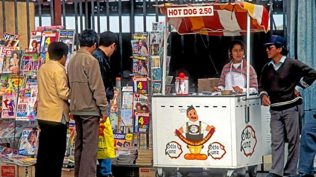 Hot dog stand at Jorge Chavez International Airport, Lima.