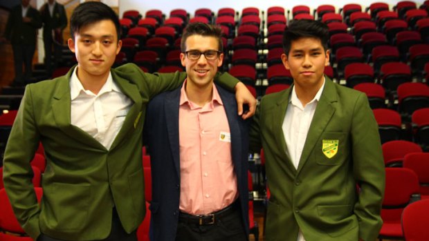 Co-founders of Generation Entrepreneur, Victor Zhang (left) and Alex Luo (right) with Rowan Kunz.