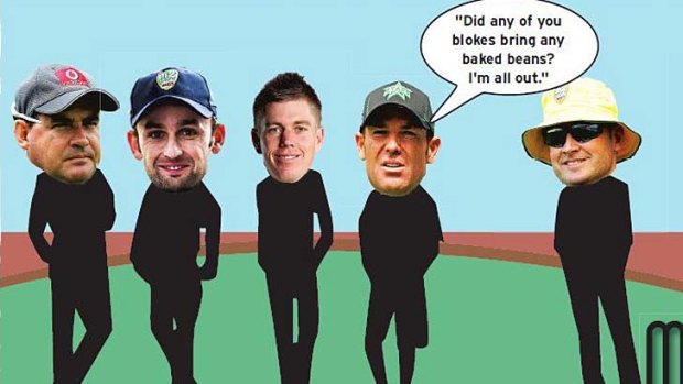 Tweak talk ... an artist’s impression of what Shane Warne’s post-match conference may have looked like. (Owing to BCCI restrictions on photography accreditation, Fairfax Media will be bringing you all the action from Chennai in stick-figure form.)