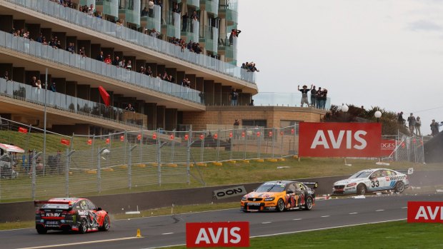 Collision course: Tander and Mclaughlin crash in final stages of the race.