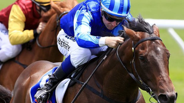 "He's very exciting": Nathan Berry rides Unencumbered to a late win at Randwick on Saturday.