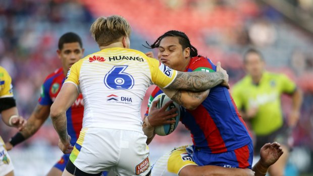Newcastle Knights centre Joey Leilua lined up against Canberra last week, but the Raiders hope he'll be playing for them as soon as this season.