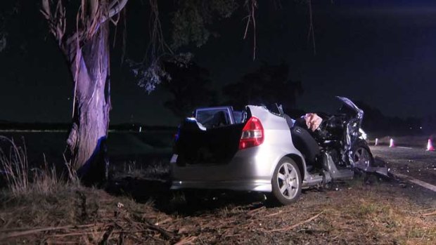 A 35-year-old man was cut from the wreckage of his car after crashing into a tree on the Monaro Highway near Hume about 3.40am on Monday.