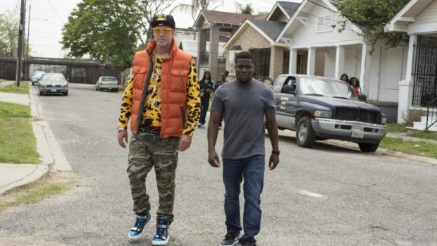 Kevin hart (right) with Will Ferrell in <i>Get Hard</i>. 