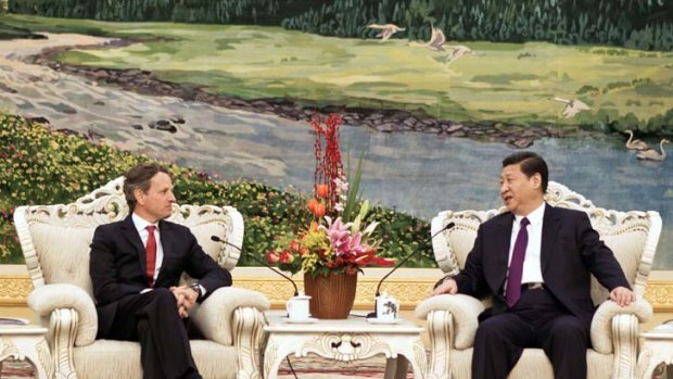 US Treasury Secretary Timothy Geithner meets with Chinese Vice President Xi Jinping.