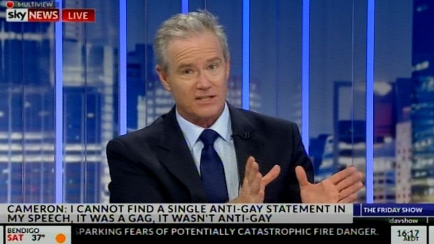 Ross Cameron appears on Sky News on Friday to defend his speech.
