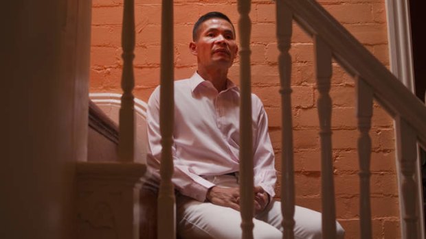 Stairway to hell … Leung in 2012, on the “treacherous” stairs of the house he shared with Mario Guzzetti.