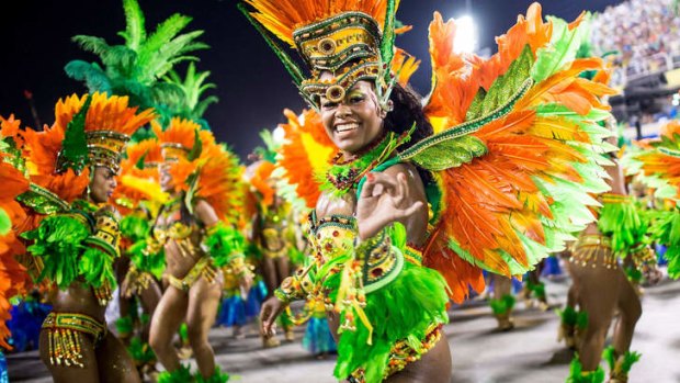 Sleek beauty: Samba dancers strut their stuff during Carnival.