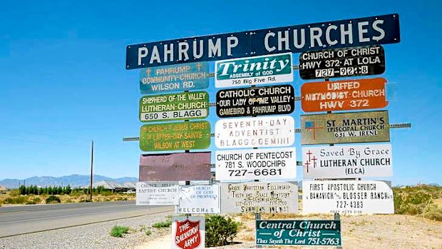 A road sign in Pahrump, Nevada.