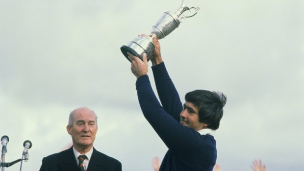 Seve Ballesteros with the trophy after winning the British Open in 1979.